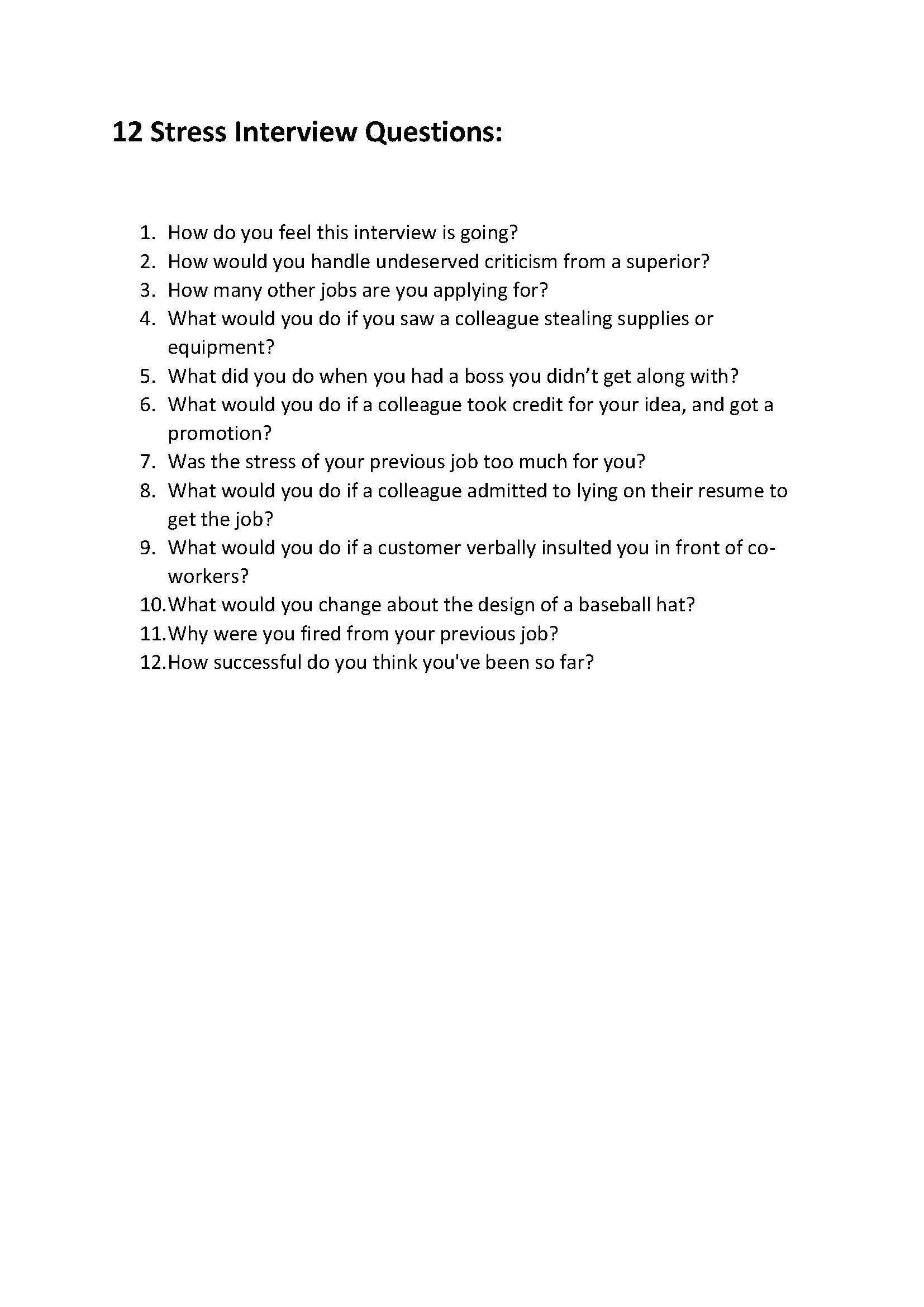 11 - Stress Interview Questions